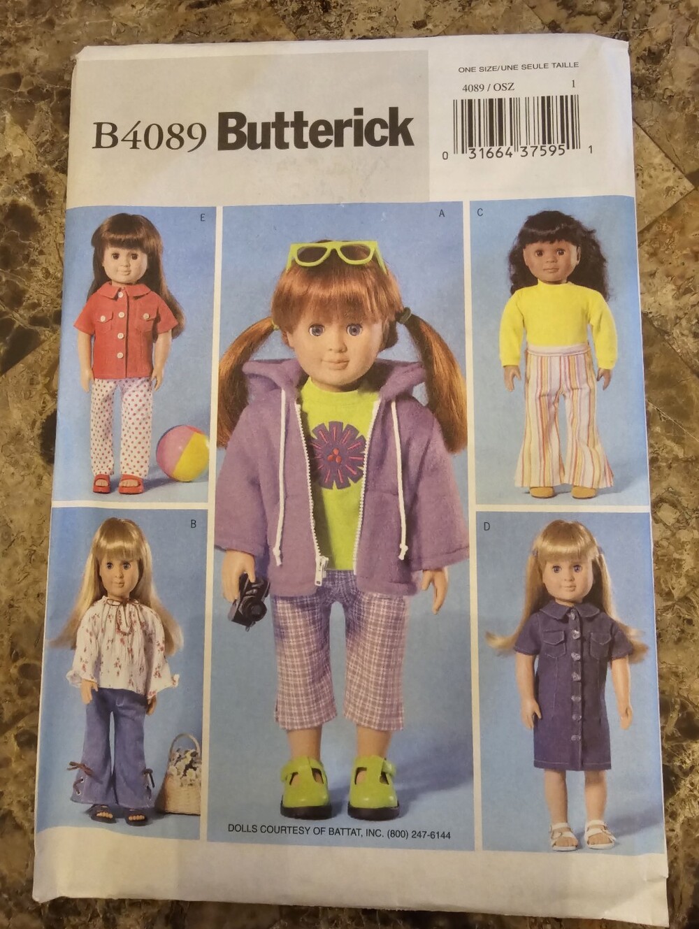 UNCUT Butterick Pattern 4089 Doll Clothes For 18" Dolls New Old Stock